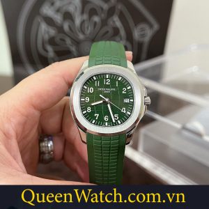 dong ho patek philippe hong kong aquanaut vo thep mat so xanh la cay day cao su 40mm 2