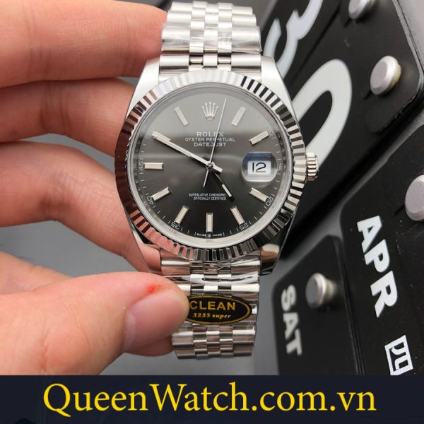 dong ho rolex datejust sieu cap nha may clean vo thep trang mat so xam 36mm 4