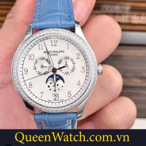 patek philippe super fake complications vo vien kim cuong mat so trang day da xanh 38mm 3