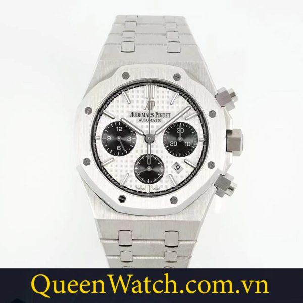 dong ho audemars piguet royal oak replica vo thep mat so trang chonograph ip factory 41mm 8