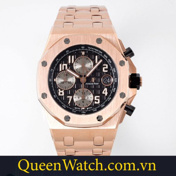 dong ho audemars piguet super fake bst royal oak apf factory chronograph vo vang mat so den 41mm4