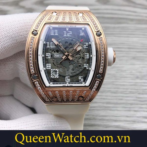 dong ho richard mille rm 010 rep 11 rose gold full diamond 8