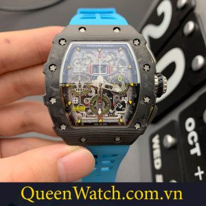 dong ho richard mille rm 011 03 replica 11 carbon fiber chronograph day cao su xanh 44mm 4