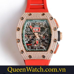 dong ho richard mille super fake rm 011 vo full diamond day cao su do 44mm 1